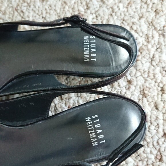 Stuart Weitzman black holographic patent leather slingback flats size 7.5 N - Picture 7 of 12